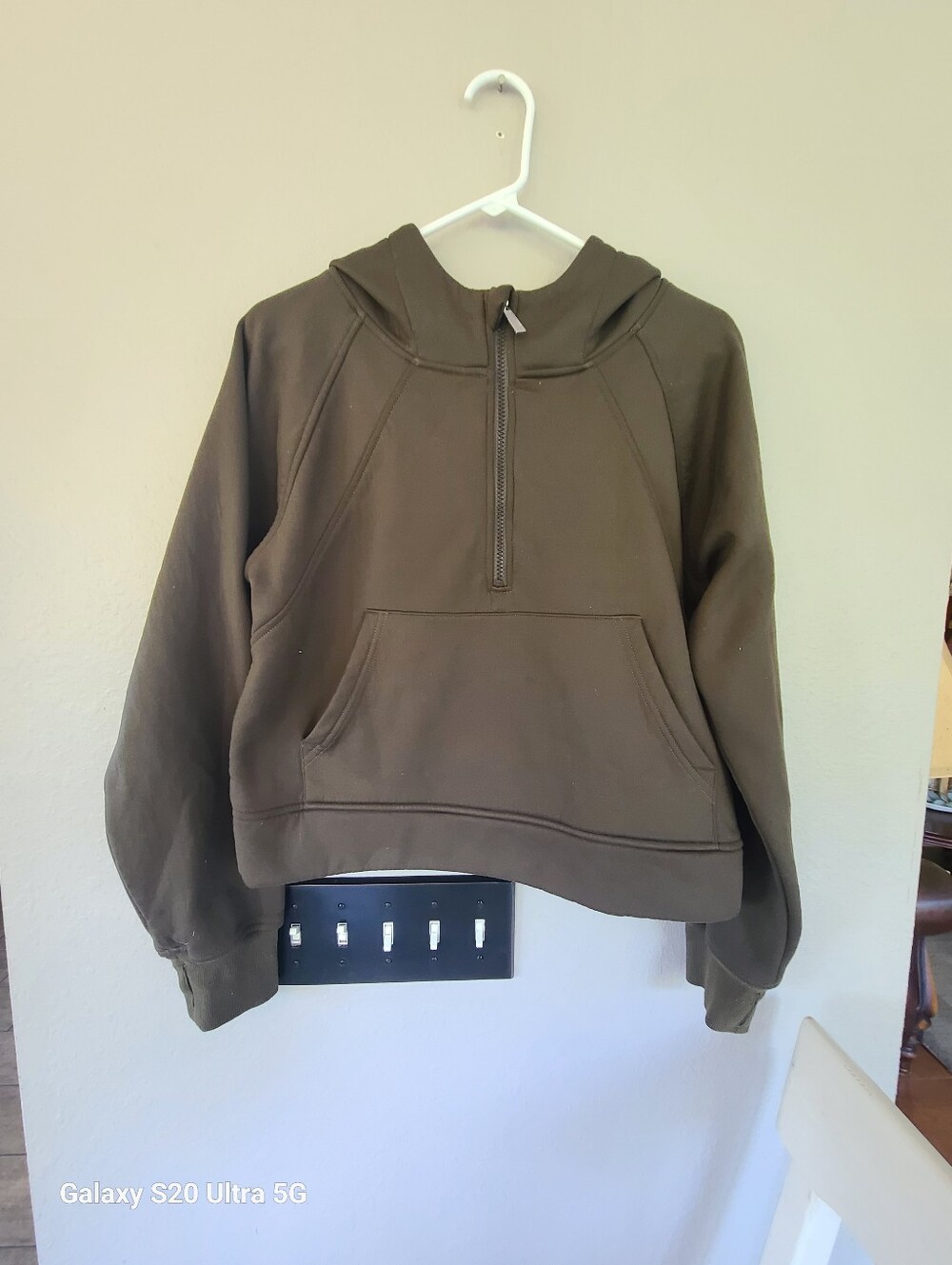 Laslulu Olive Half-Zip Hooded Women's Medium Sweatshirt